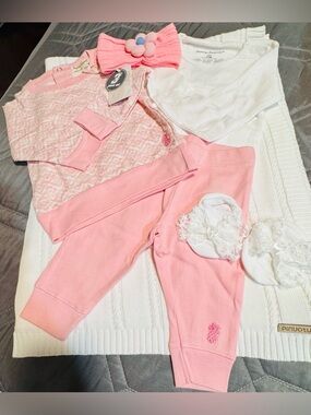 Tommy Bahama Pink and White Baby Matching Set